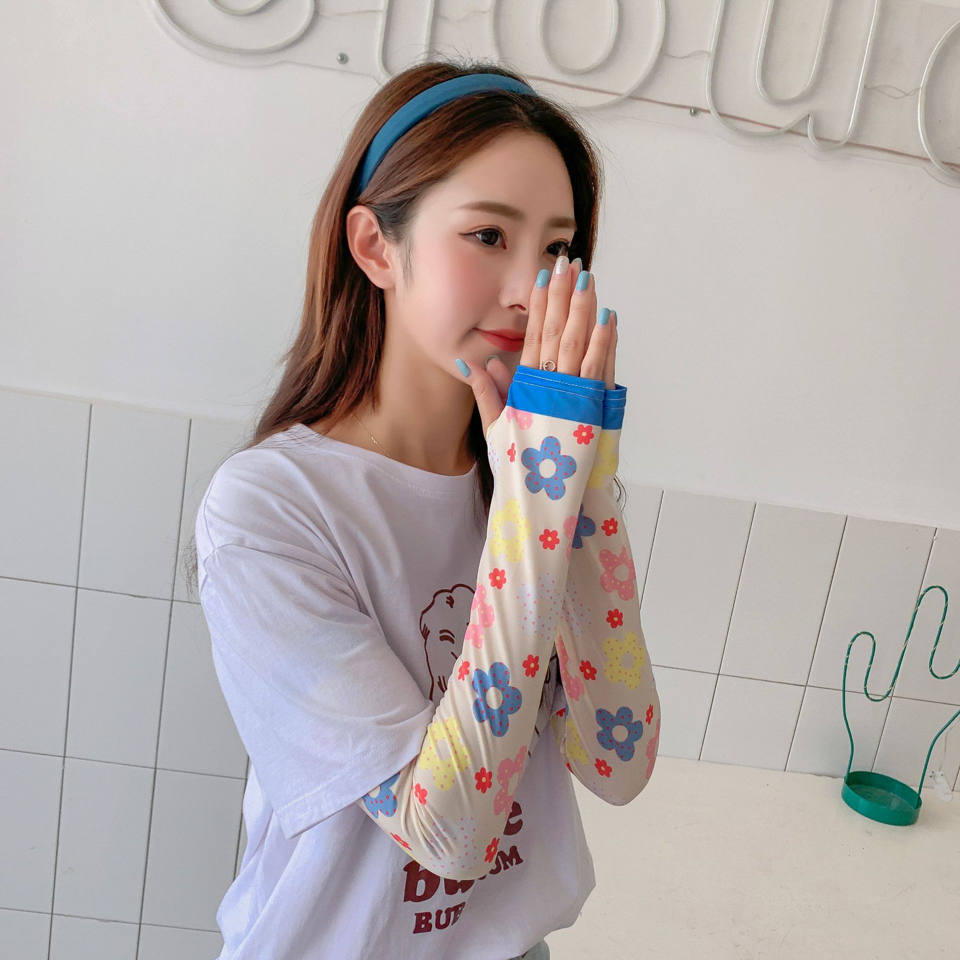 新款韩版泫雅夏季冰丝防晒手臂袖套冰袖女学生手臂套骑行防晒袖