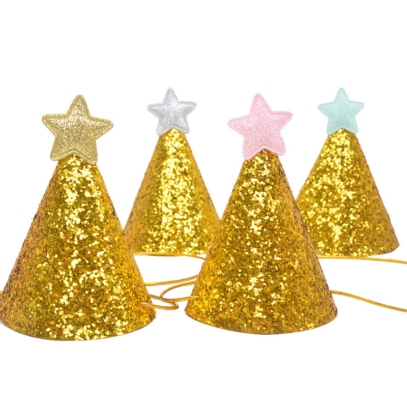 Shiny Gold Birthday Hat Sub XINGX Mini DIY Korean Style Hat Bright Gold Powder Hongqing Party Children Birthday Hat