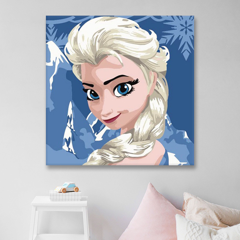 数字油画diy手绘油彩画填色卡通填充动物跨境无框2031艾莎2020