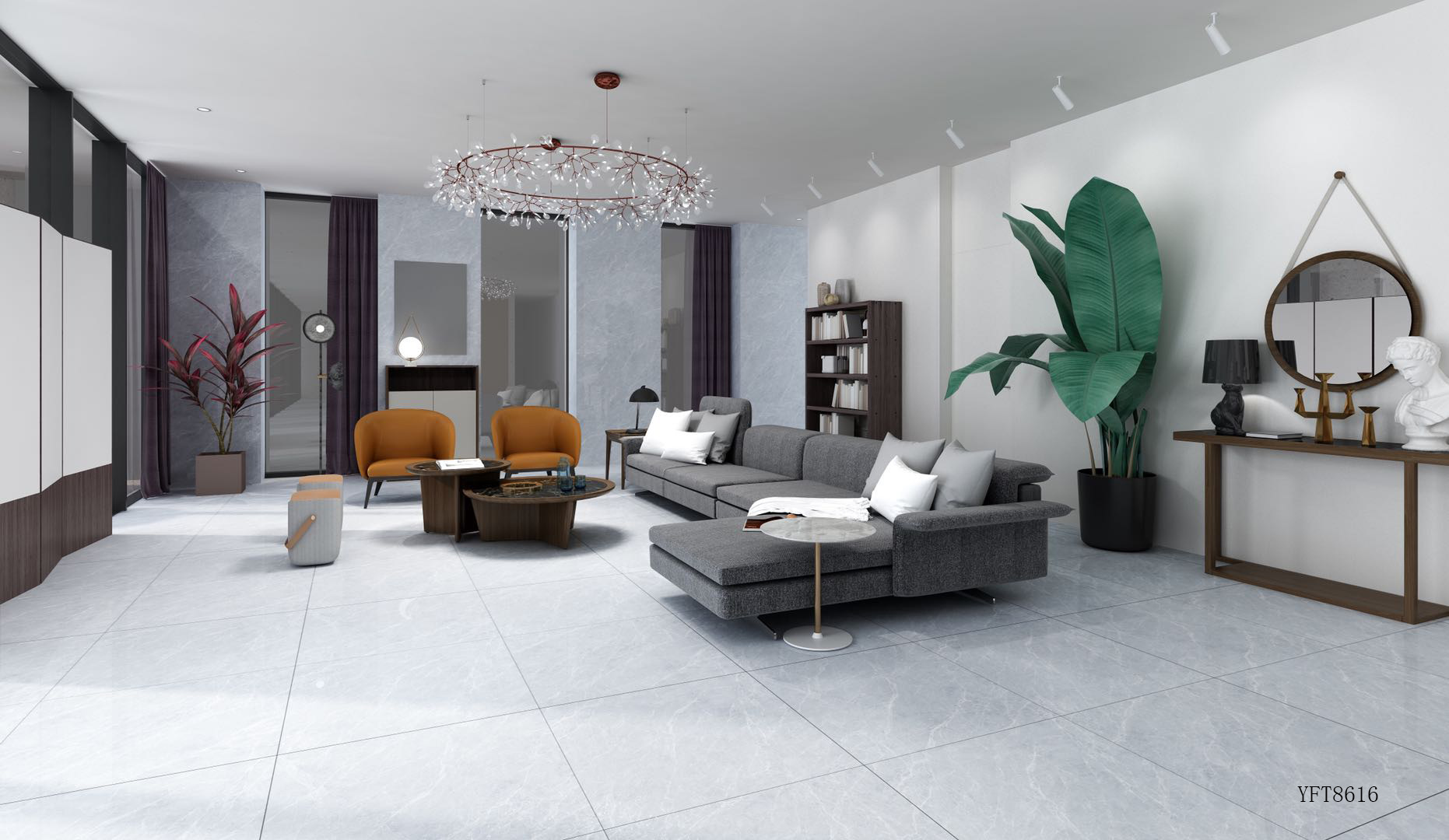 负离子通体大理石瓷砖800800地砖客厅砖爵士白灰色大理石地板砖