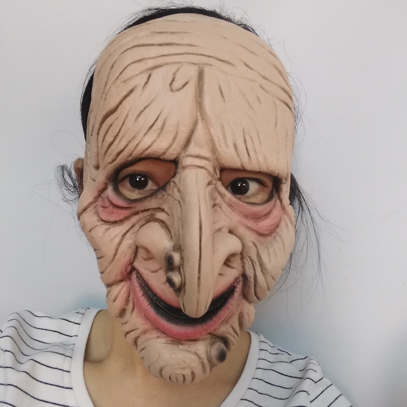 万圣节橡胶鬼脸面罩长鼻女巫孟婆面具批发
