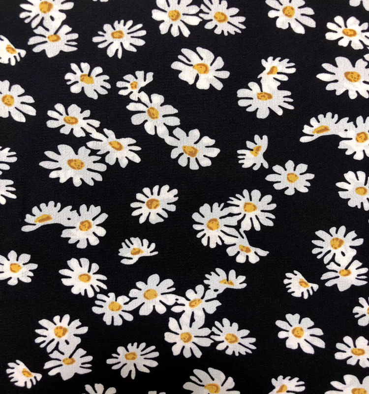 网络爆款韩国丝小雏菊印花 小碎花雪纺连衣裙面料 日韩吊带裙布