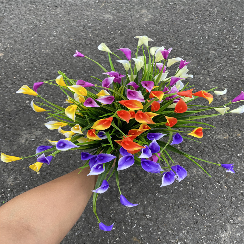 批发5叉水草马蹄莲假花塑料花 仿真花人造植物水草配件厂家直销