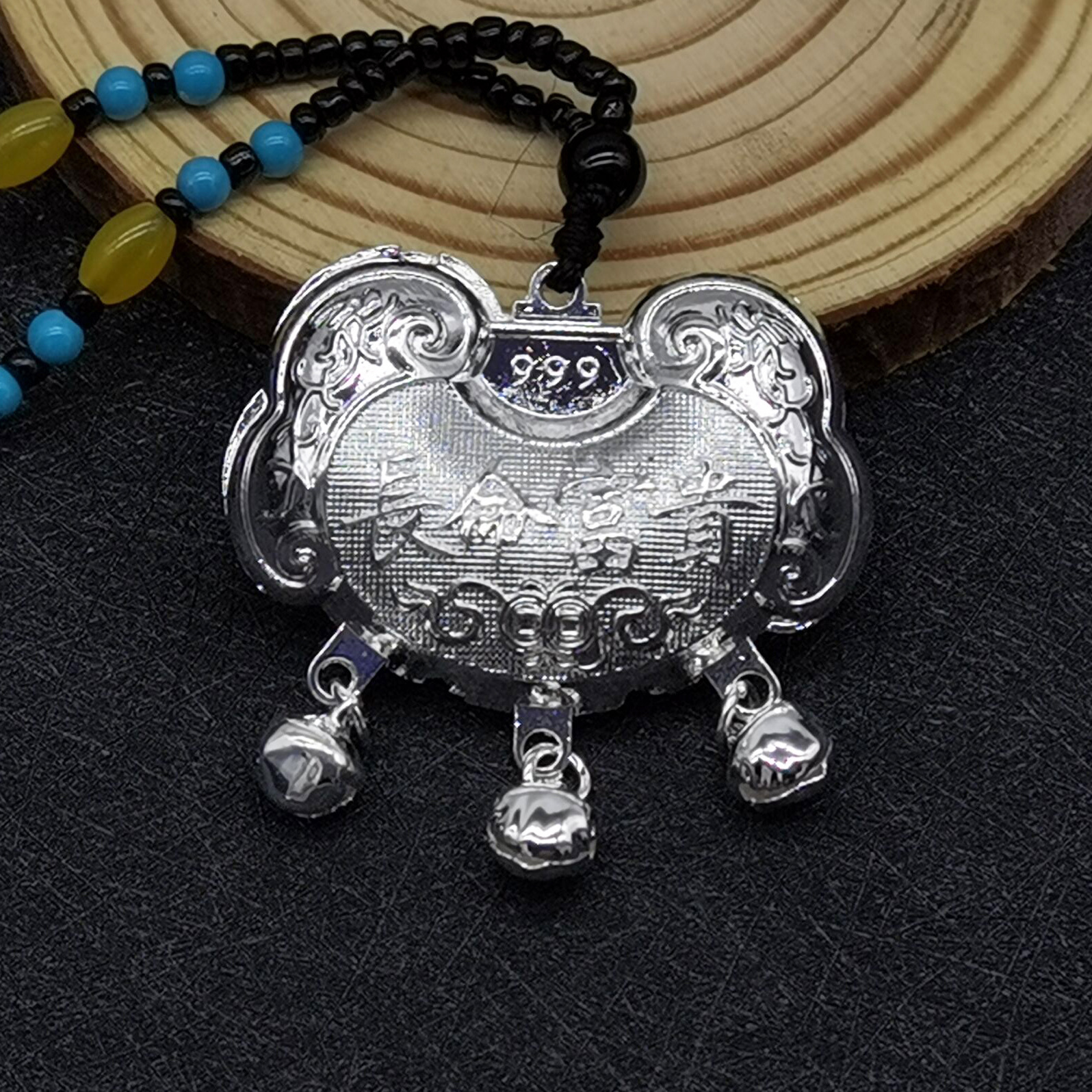 地摊货源批发苗银项链长命富贵银锁旅游景区热卖银锁挂件会销礼品