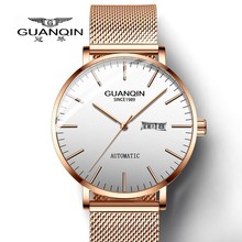 瑞士新款品牌镂空机械表 男士商务手表防水 简约双日历新款手表