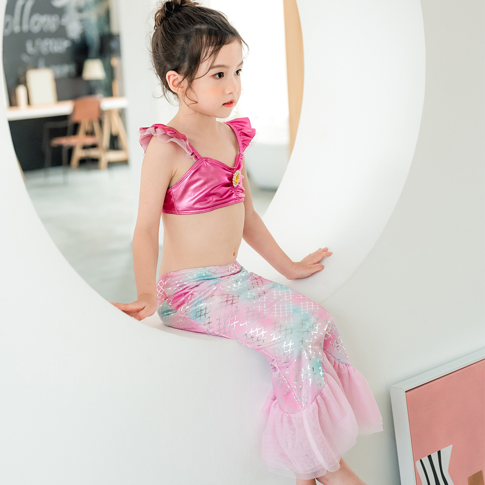 2020新款儿童泳衣女童比基尼美人鱼三件套美人鱼泳衣外贸童装批发