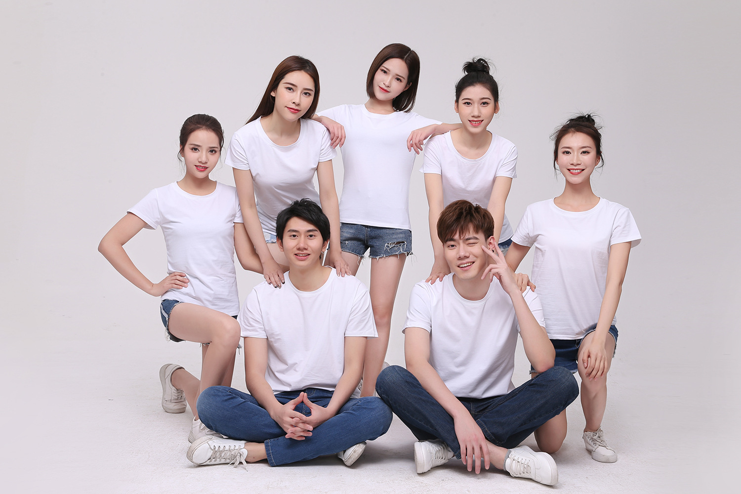 棉质全白t恤短袖自由diy班服广告文化衫团体服聚会活动服定制logo