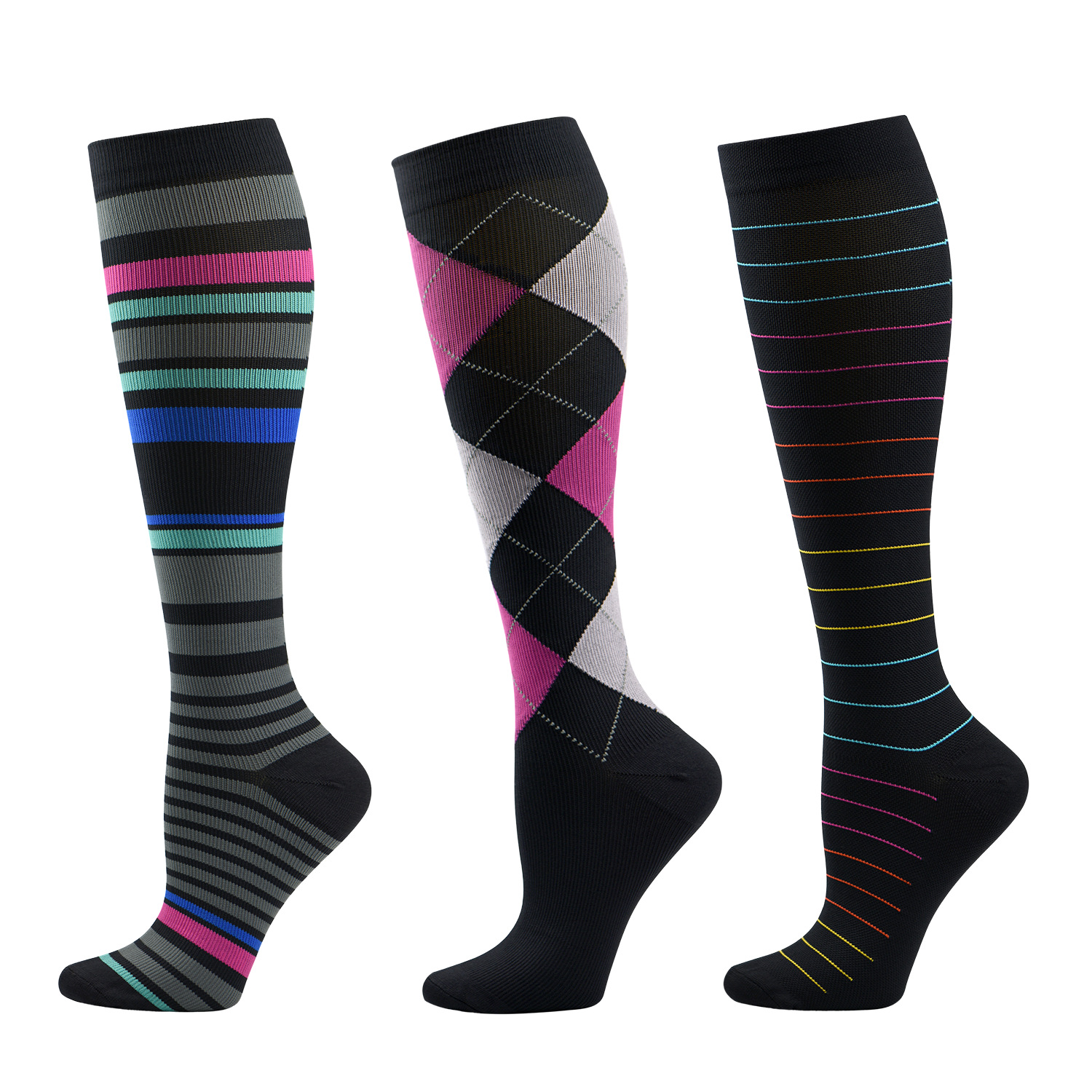 健友压力袜中筒运动亚马逊男士女士高筒定制弹力袜护士护腿压缩袜