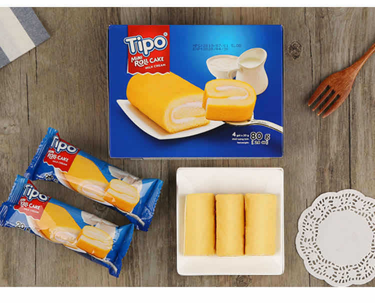 越南进口tipo迷你蛋糕卷180g面包草莓味牛奶味冷糕点零食小吃