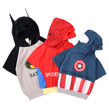 ins英雄造型卫衣男女儿童短袖cosplay蝙蝠蜘蛛面罩连帽上衣