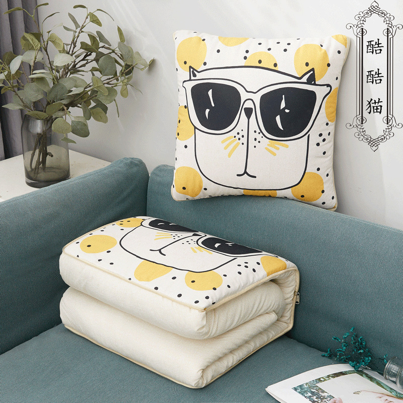 Factory Direct Supply Dual-Use Pillow Quilt Office Sofas Pillow Quilt Cartoon Multifunctional Pillow Quilt