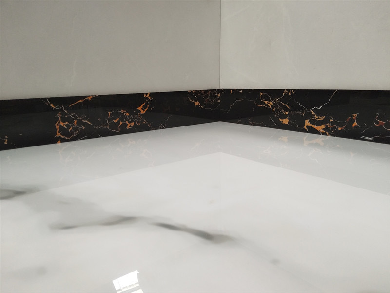 大理石全抛釉踢脚线800*110黑金花瓷砖客厅楼梯装饰边线地脚线