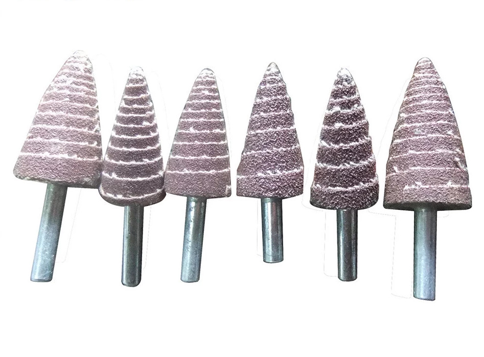 带柄锥形砂纸磨头尖头伞形砂布抛光磨头轴轮页轮