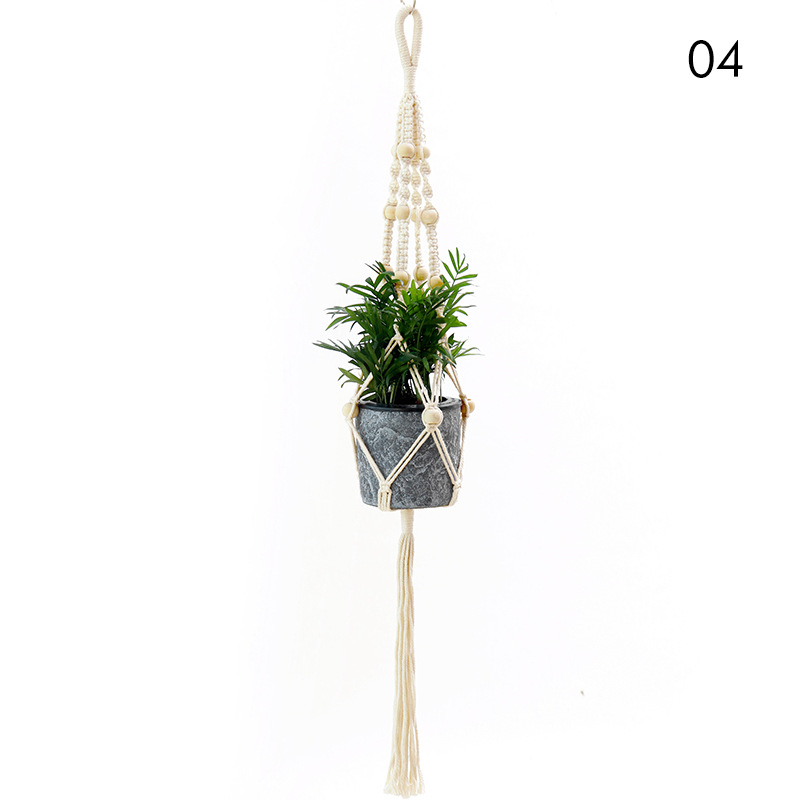 Exclusive for Cross-Border Cotton String Flowerpot Cradle and Flower Pot Net Pocket Cotton String Plant Hanging Flowerpot Net Pocket