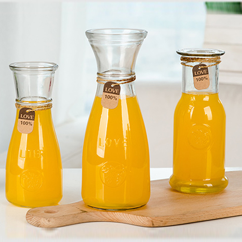 透明个性玻璃果汁饮料瓶酸奶茶冷饮酒水杯家居调料油壶装饰插花瓶