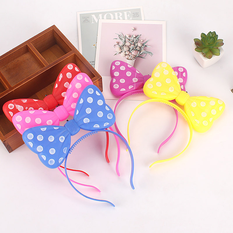 Korean Style Luminous Bow Headband Hairpin Flash Hairpin Minnie Headband Concert Headband Night Market Wholesale