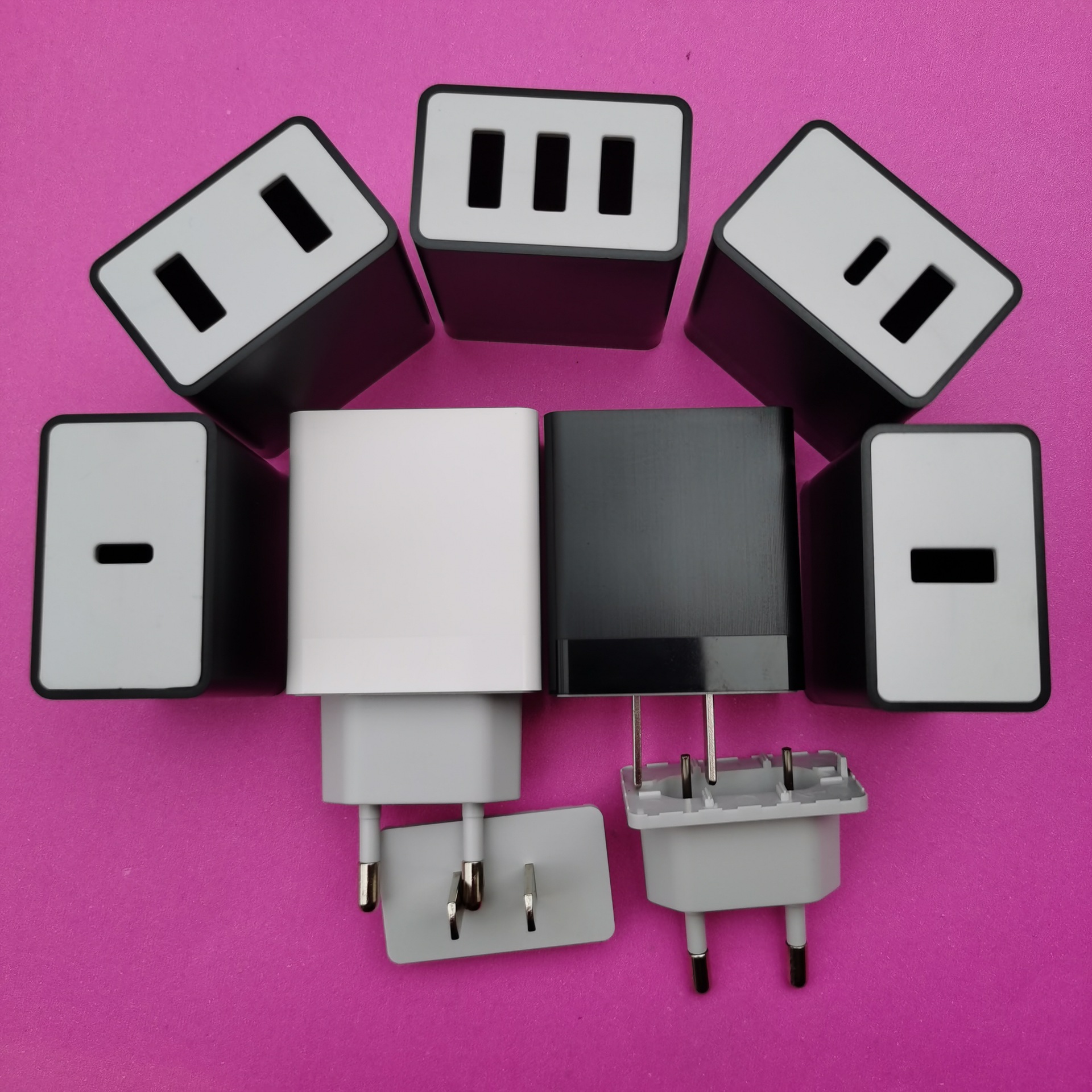 厂家供应适配器旅充usb通用pd快充typec接口充电器外壳拉丝纹