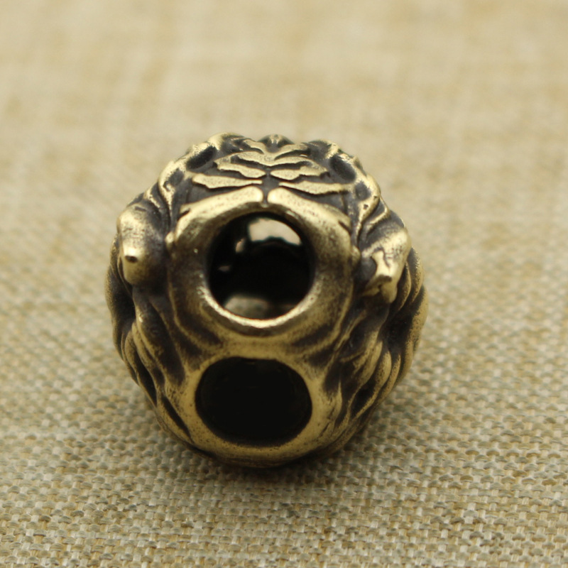 复古纯铜狮子头编织伞绳坠创意钥匙扣挂件diy手链饰品配件批发