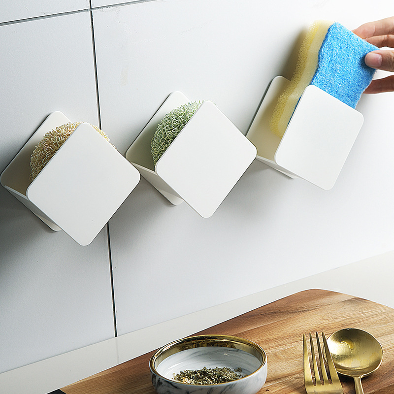 Kitchen Wall-Mounted Scouring Pad Draining Rack Household Punch-Free Rag Dishcloth Sponge Sink Storage Rack Storage Rack