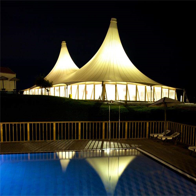 厂家设计安装索膜 膜结构景观棚 张拉膜景观篷夜晚灯光膜结构建筑