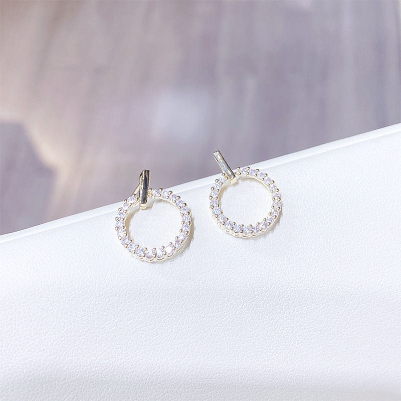 South Korea Dongdaemun Micro Inlaid Zircon Flower Spring and Summer Earrings Sterling Silver Needle Elegant All-Match Earrings Female Earring Ornament