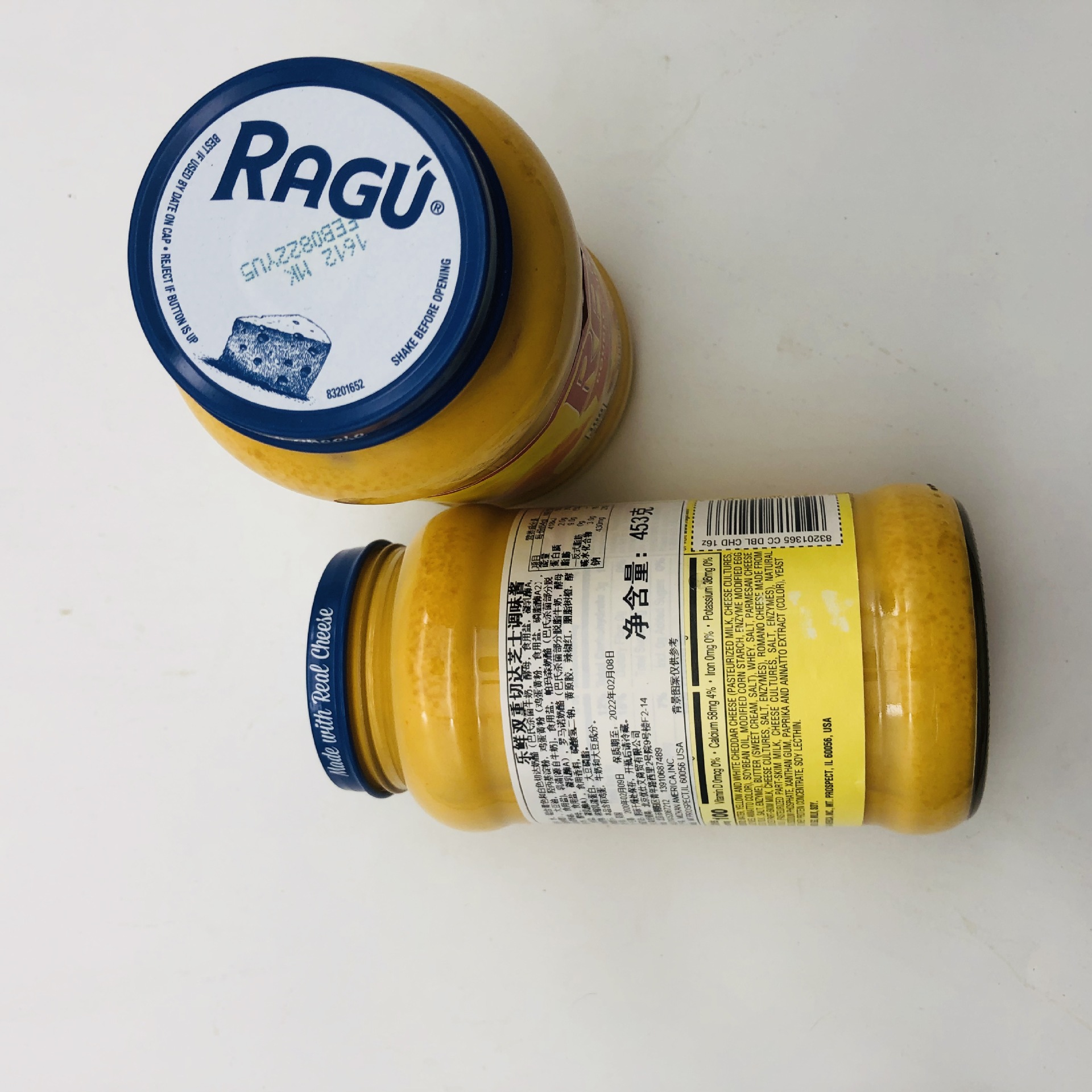 包邮美国ragu乐鲜双重切达芝士调味酱切达奶酪酱453g即食意面酱