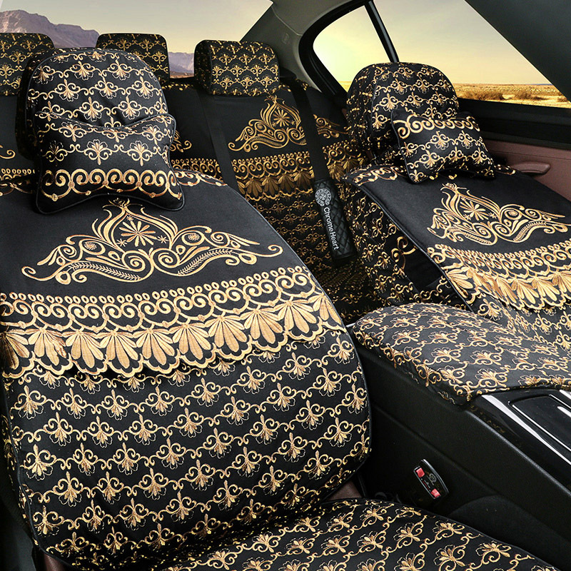 Cotton Car Seat Cover Half Cover Special Car Half Cover All-Inclusive Seat Cover Four Seasons Lace Embroidery Car Seat Cushion