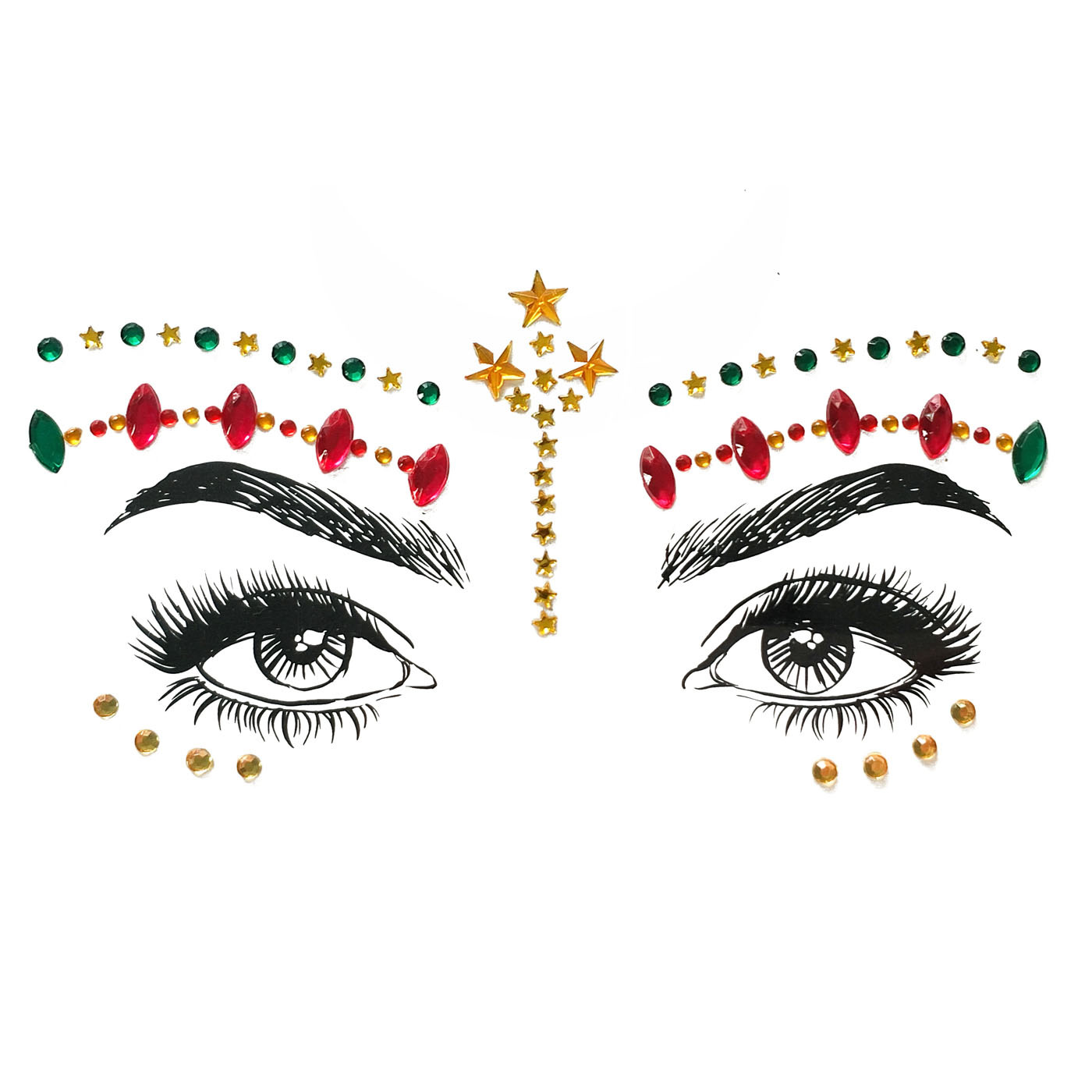 10月亚克力脸贴新款 精美树脂葱粉额头贴纹身贴 圣诞节 背胶