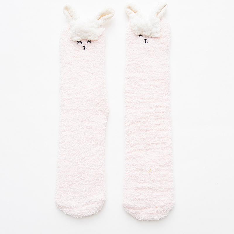 Winter Pure Cotton Adult Coral Fleece Socks Female Cute Cartoon Extra Thick Warm Home Terry Sock Sleep Floor Socks