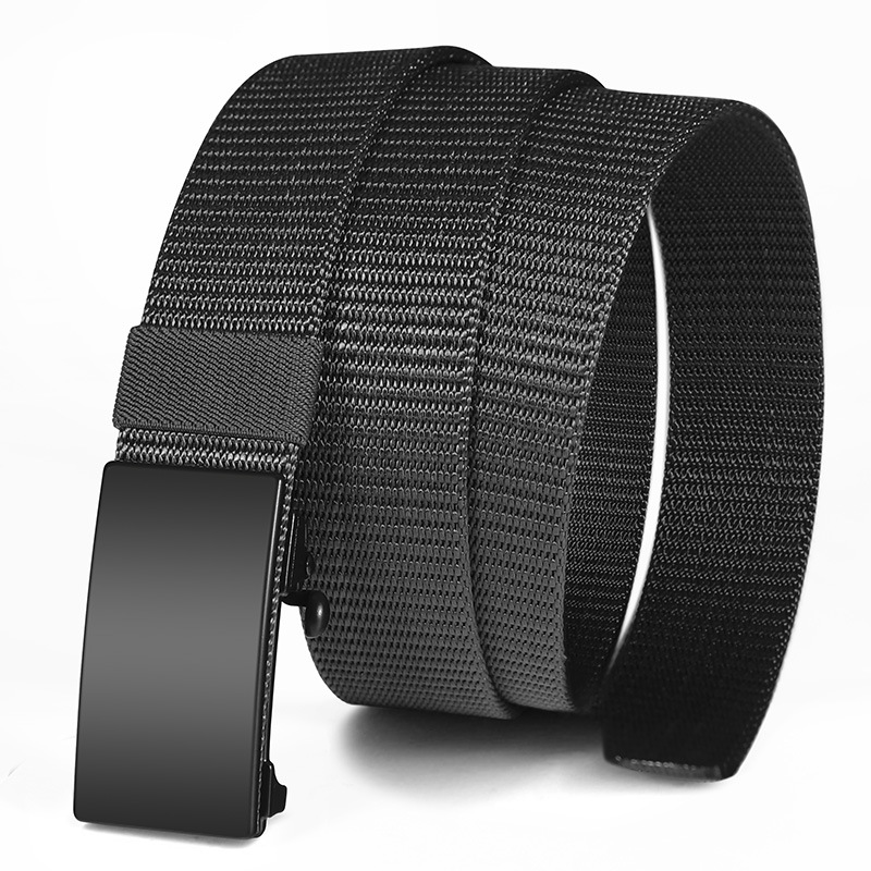 New Men's Toothless Automatic Buckle Belt Nylon Canvas Belt Men's Outdoor Casual Youth Student Pant Belt Men