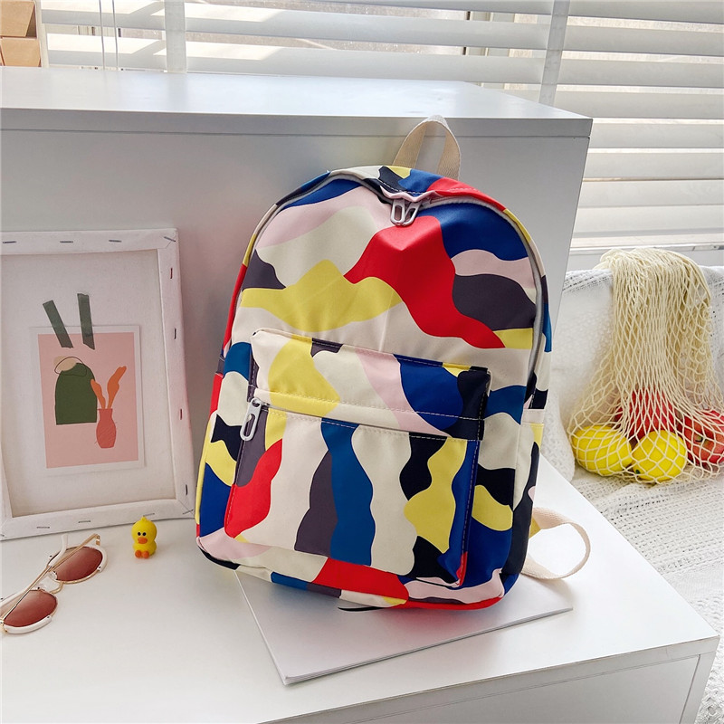 Blue Cool 2020 New Student Schoolbag Junior High School Student Large Capacity Backpack Korean Style Printed Girls Backpack Campus