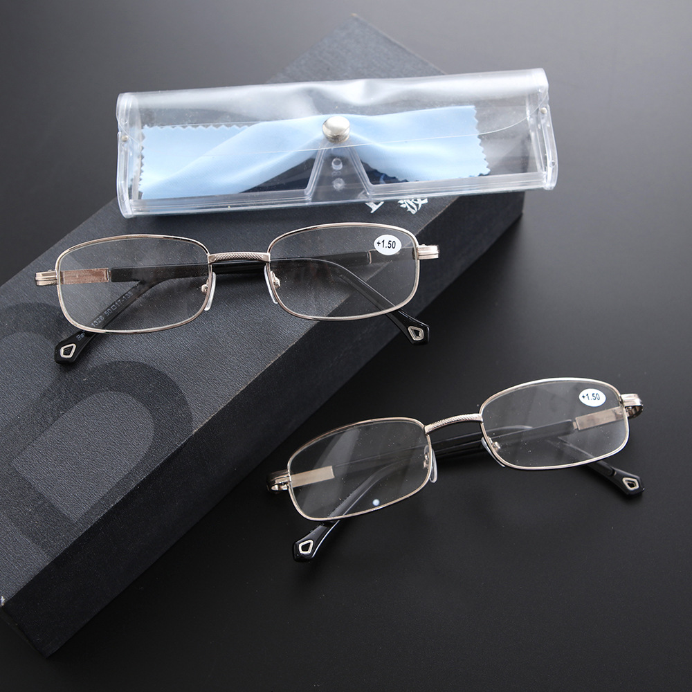 新款老花镜超清玻璃镜片地摊带眼镜全框带盒老人老年眼镜厂家直销