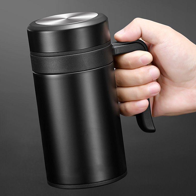 商务保温杯男女办公带把手柄不锈钢水杯定制logo印字纪念礼品杯子