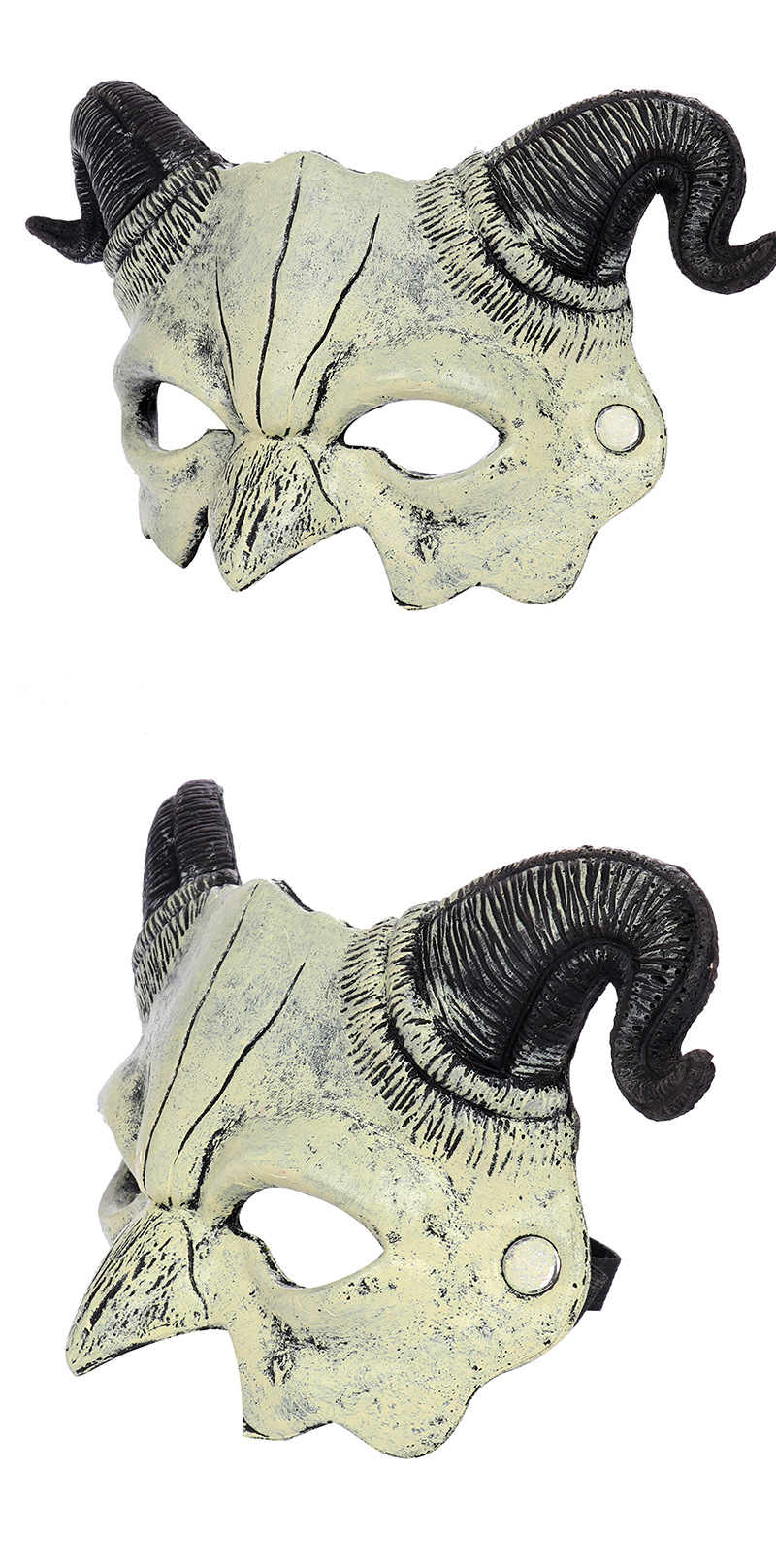 万圣节半脸面具外贸狂欢节派对化妆服饰道具pu发泡羊角恶魔面具