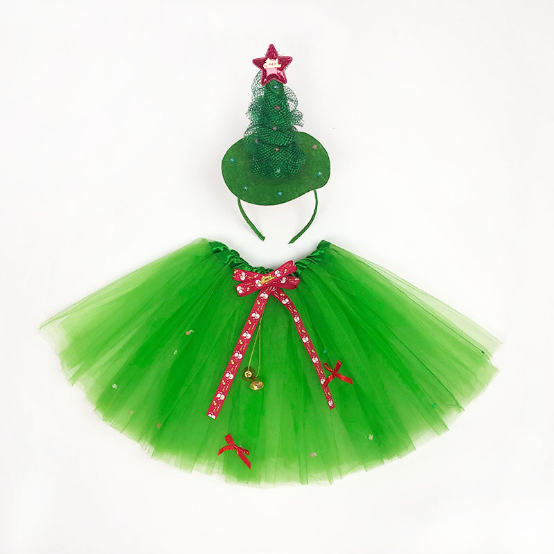 Cross-Border Christmas Party Children's Costume Green Tulle Skirt Princess Dress Pettiskirt Suit Wholesale