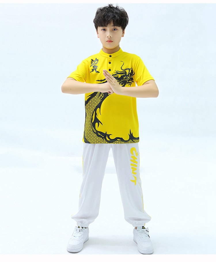 儿童武术服装练功服武术班训练服装夏中国风龙武术比赛服装定制