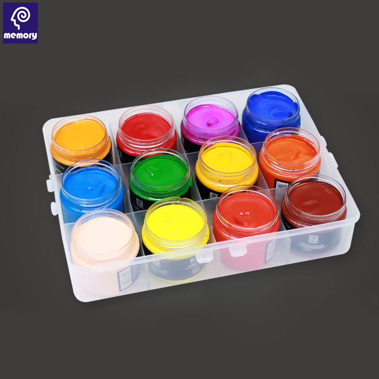 12格100ml瓶装水粉调色盒丙烯颜料盒透明大格容量可直接存放整瓶
