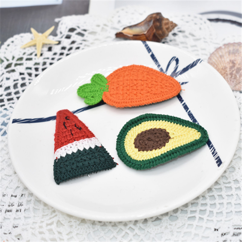 小香风毛线水果发夹女韩国网红草莓边夹刘海夹发夹发子头饰