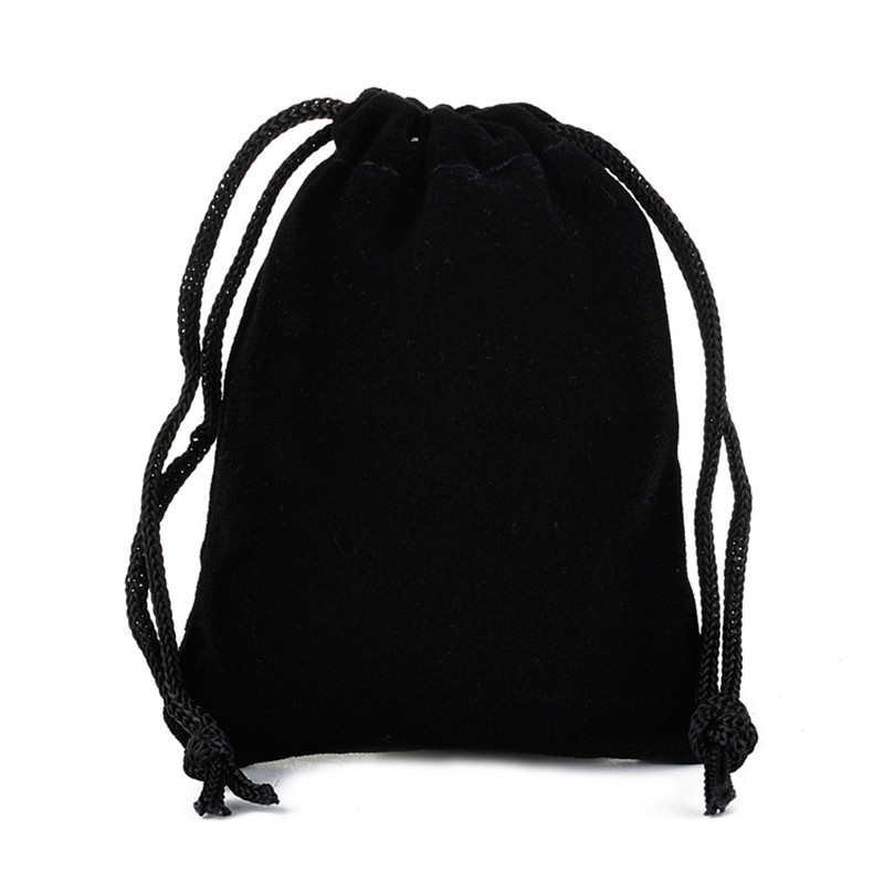 Factory in Stock Black Flannel Pouch Pocket Drawstring Earphone Dustproof Jewelry Bag Ornament Package Flannel Bag