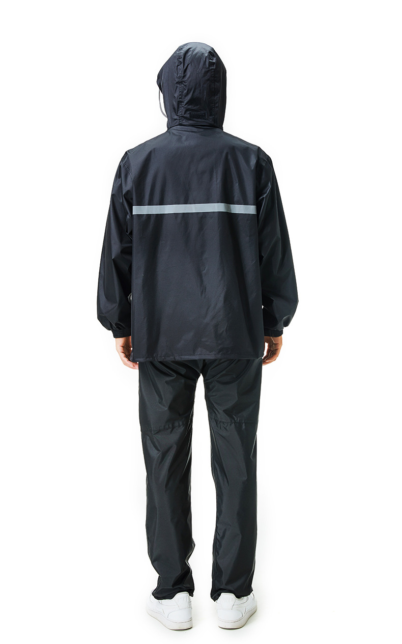 成人分体式雨衣徒步透明挡雨双帽檐反光条雨衣雨裤套装厂家直发