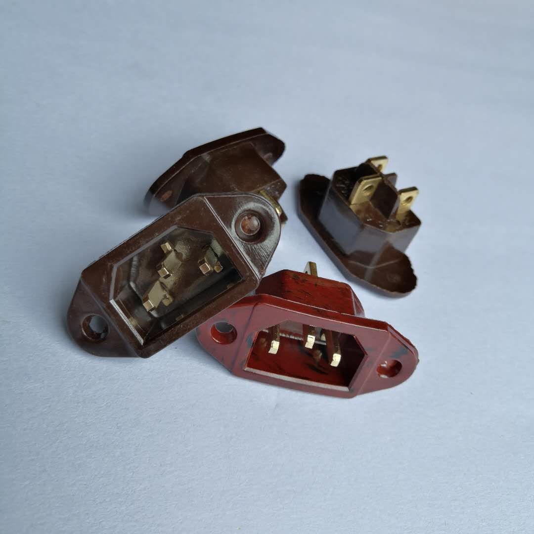 胶木品字型后插座电饭锅配件品字形后插座三孔座电饭锅插座连口