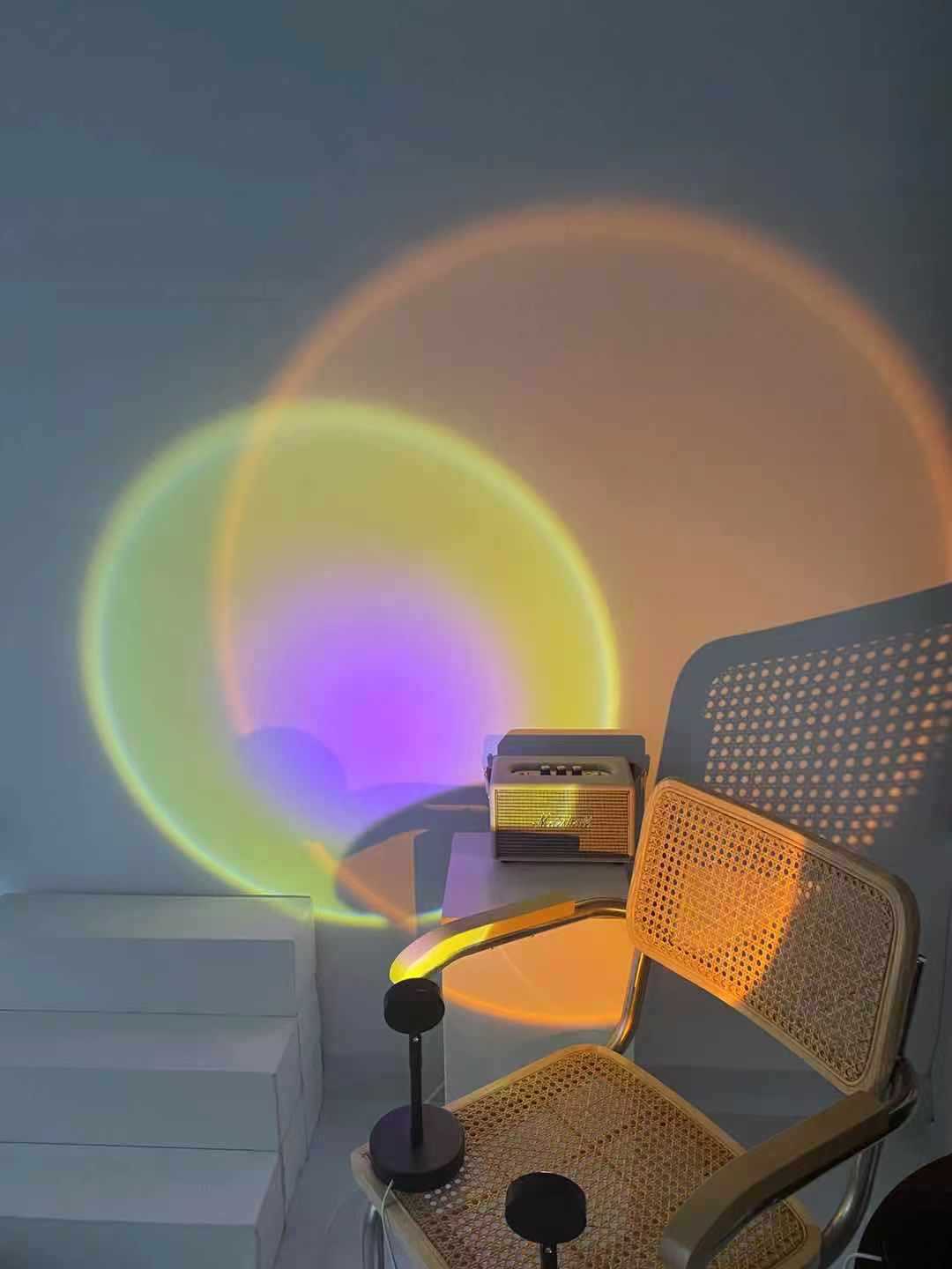 韩版ins彩虹投影灯日光夕阳灯网红直播背景灯彩色灯背景墙七彩灯