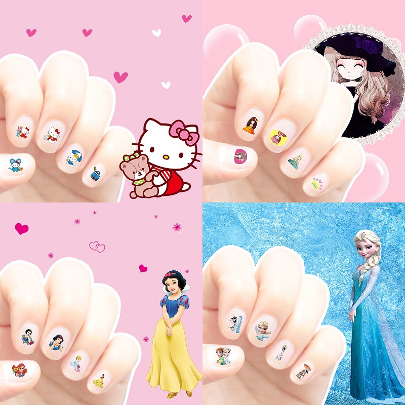 Children's Nail Stickers Baby Girl Decoration Kids Nail Stickers Manicure Girls Cute Princess Cartoon Tattoo Stickers