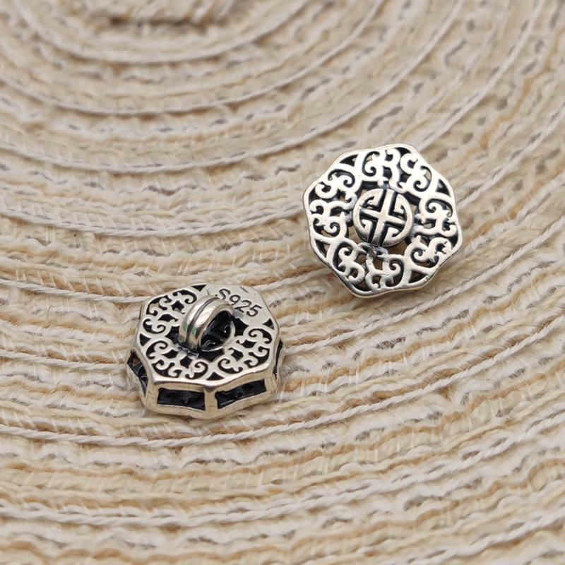 古法银时尚配件 925纯银手工蝙蝠送福纽扣银饰品 个性工厂热销款