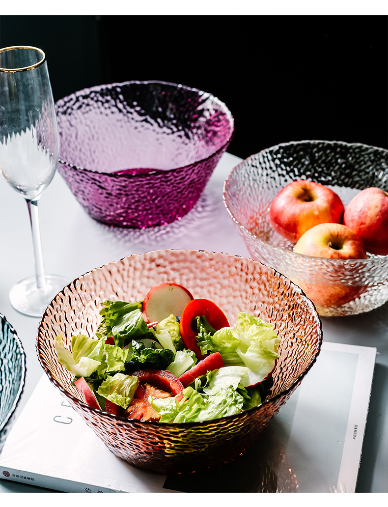 日式透明玻璃碗单个学生创意个性斗笠网红北欧大号餐具水果沙拉碗