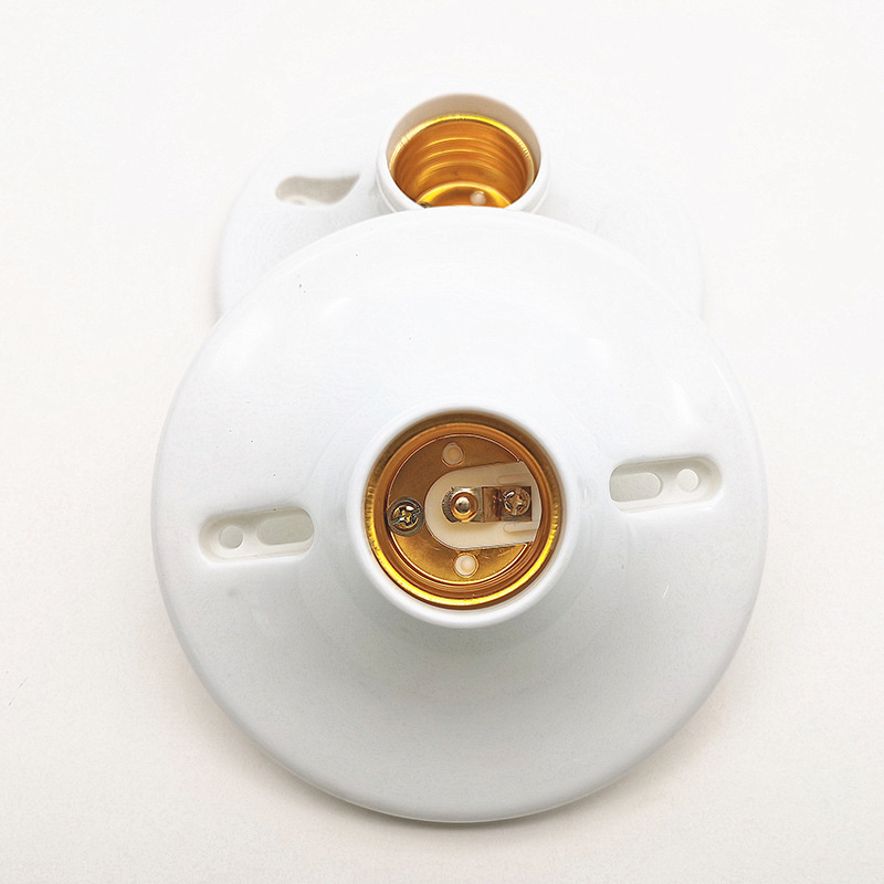 厂家现货批发e27螺口灯头塑料圆形平装式灯座家用阻燃耐高温灯座