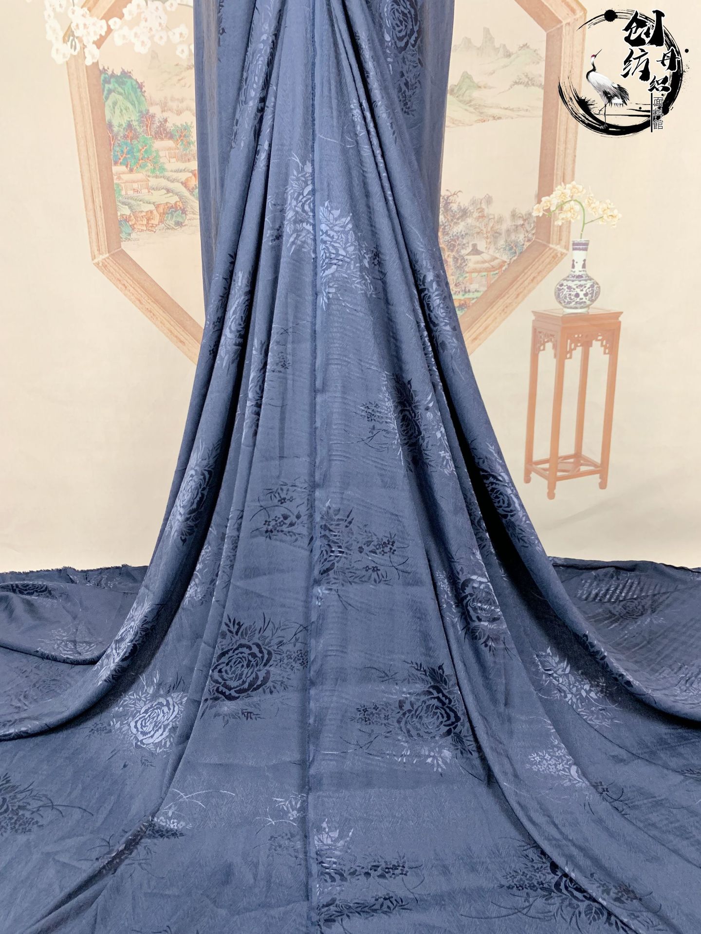 【牡丹亭】仿真丝暗纹提花面料 汉服明制上袄宋制褙子大袖衫布料