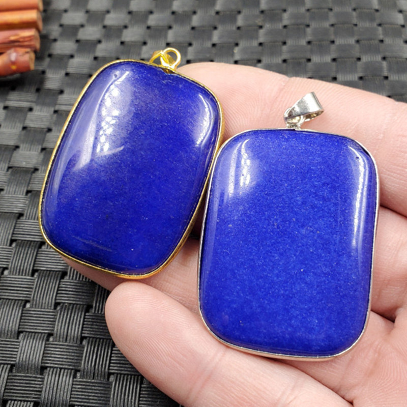 玉龙玉器玉石蓝色石英岩玉方形牌吊坠仿青金石牌吊坠