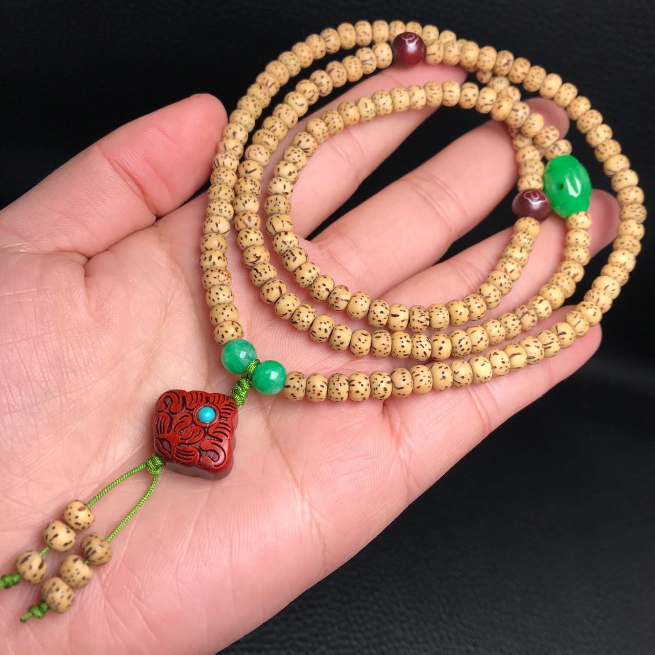 原创原生态黄金籽迷你小星月菩提子多圈手链女款干青紫檀配饰款