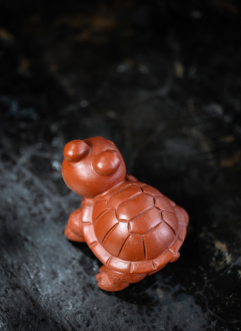 宜兴紫砂茶宠龟朱泥小萌龟创意雕塑茶具配件摆件工艺品批发